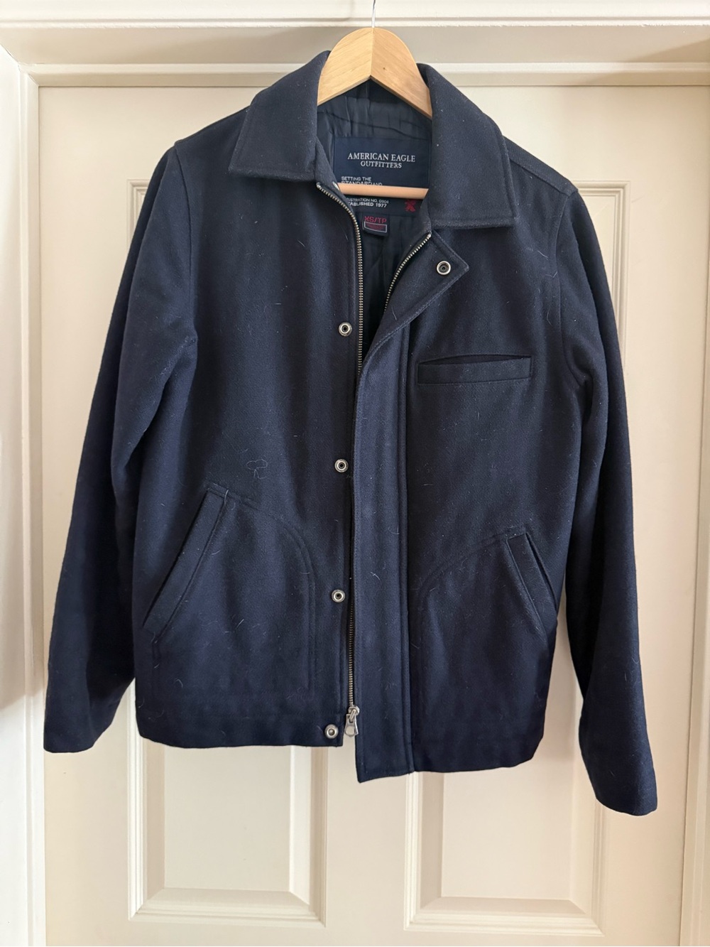 American Eagle Outfitters Navy Zip & Snap Peacoat